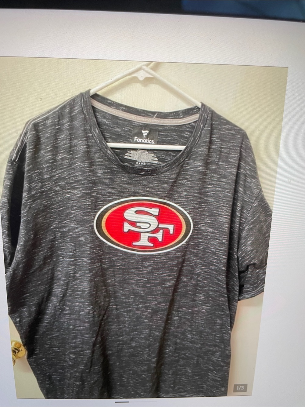 Fanatics Gray Heather San Francisco 49ers Logo Tee